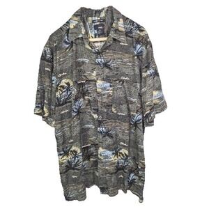 Utopia Men's Washable Silk Shirt Hawaiian‎ Aloha All Over Print Dadcore Size XL